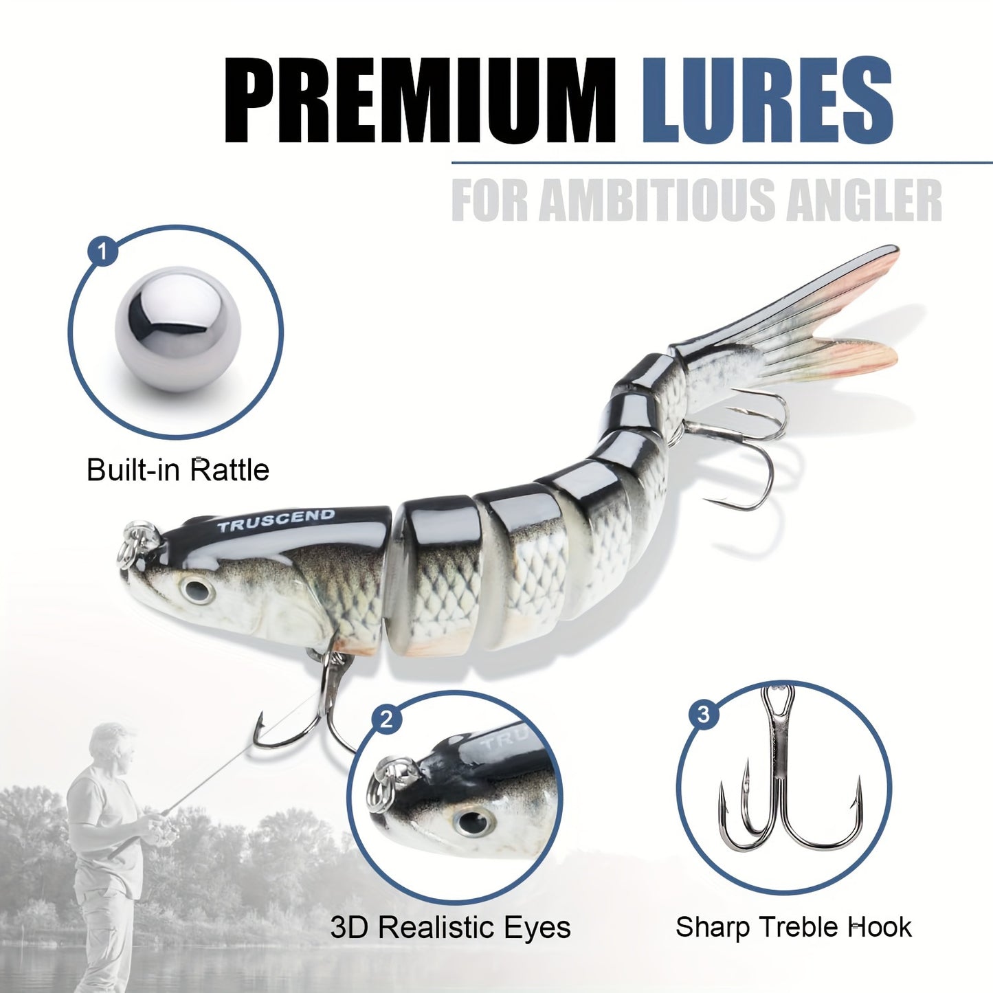 3/5pcs Slow Sinking Lifelike Swimbait Fishing Lures