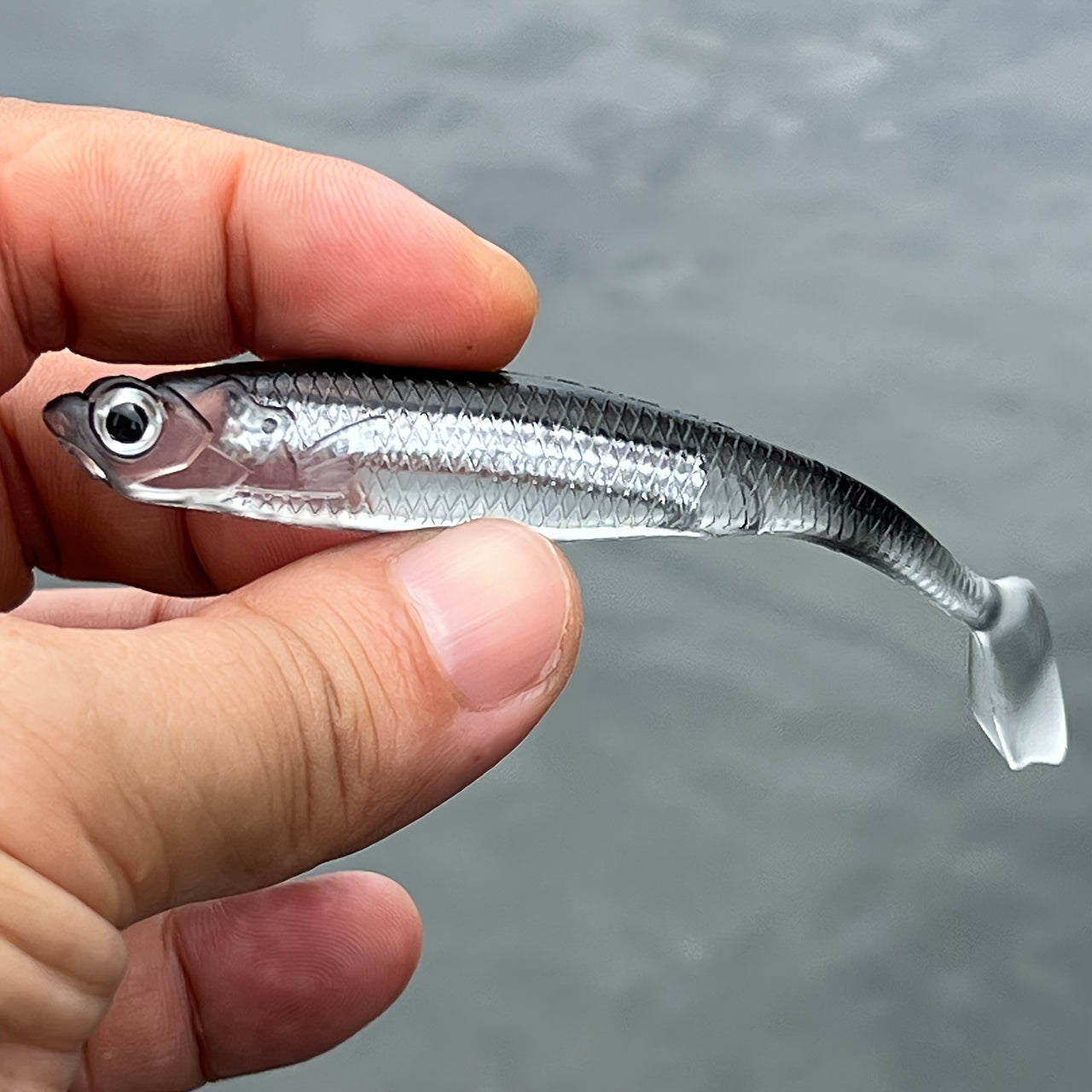 4pcs Rainbow T-Tail Soft Lures, 3.94" PVC Fishing Baits for Freshwater & Saltwater -