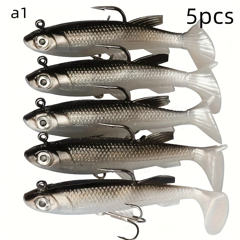 5pcs Premium Soft Fishing Lures with Lead Jigs