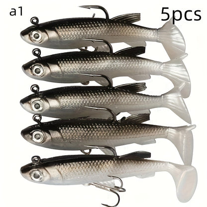 5pcs Premium Soft Fishing Lures with Lead Jigs